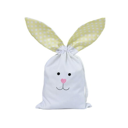LHWEN Easter Bunny Drawstring Bags Large Easter Burlap Bags With Rabbit Ears Bags Bunny Gift Candy Storage For Kids Easter Party