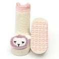 thumbnail image 2 of CUZIBR Girls Socks Winter Thick Warm Cartoon Animal Print Fuzzy Socks Non Glue Solid Color Breathable Comfortable Soft Ankle Socks,Beige,S, 2 of 3