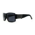 thumbnail image 3 of Locs Oversized Mirror Lens Thin Plastic Gangster Rectangle Sunglasses Shiny Black, 3 of 4