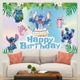 thumbnail image 4 of Fondo de fotografía de feliz cumpleaños con temática de dibujos animados Aloha, fondo de foto de verano tropical, pancarta de decoración de fiesta con temática de dibujos animados de 1,5 x 0,9 m, 4 of 4