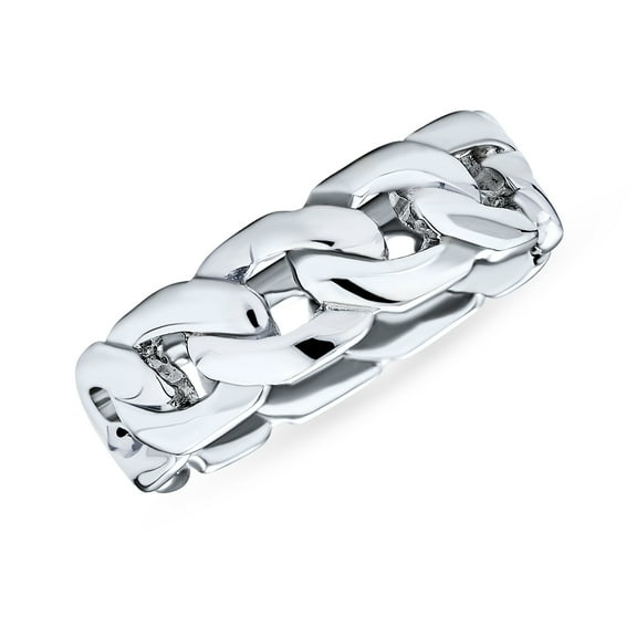 Bling Jewelry Womens Unisex Solid Curb Link Chain Band Rings Bands .925 Sterling Silver 6MM