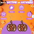 thumbnail image 5 of DESIGNICE Halloween Earrings,Orange Pumpkin Goth Earrings,Wood Warp-Resistant Drop Earrings for Women,Orange, 5 of 7