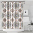 thumbnail image 2 of Extra Long Boho Shower Curtain 72x84 Inches - Vintage Floral & Tropical Leaves Pattern, Waterproof Bohemian Bathroom Decor with 12 Hooks, Tribal Rustic Style, 2 of 4