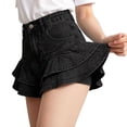 thumbnail image 6 of JYnXIANTI Toddler Girls Denim Shorts High Waisted Tiered Flowy Skorts Children Comfortable Jeans Shorts Summer Clothes, 6 of 7