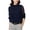 Dark Blue, variant on Samickarr Mesh Stitching Tops For Women Round Neck Long Sleeve Solid Patchwork Causual Loose Short Tops