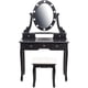 thumbnail image 1 of Tocador con Espejo e Iluminación, Mesa de Maquillaje de Madera con Espejo Ovalado y Taburete, Dormitorio Moderno, 5 Cajones, Negro, 1 of 6
