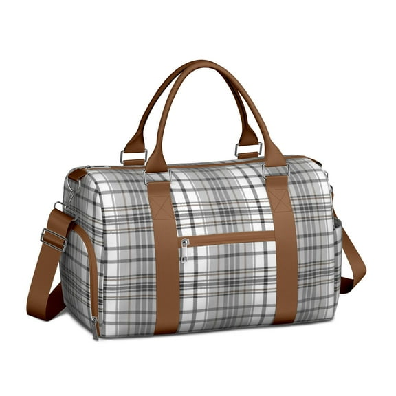Boho Womens Gym Tote Duffle Bag with Wet Pocket & Shoe Compartment, Black Checkered Travel Duffel Bag Overnight Weekender Hospital Tote Mens Workout Carry on Bag with Luggage Sleeve