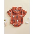 thumbnail image 4 of Coduop Baby Boys Summer Jumpsuit Bull Head Print Short Sleeve Hooded Romper for Newborn Infant, 4 of 8