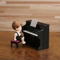 Miniature Piano Model Toy, Simulated Grand Piano With Stool Sheet Music, Dollhouse Decor, Collectible Ornament, Gift For Music Lovers