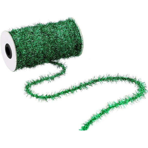 BlinkLLX 50 Yards Christmas Tinsel Garland Thin Glitter Metallic Holiday Twist Tinsel Garland Decoration for Christmas Tree Birthday Party Wedding Gift Wrapping Decorations Supplies(Green)