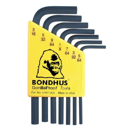 UPC: 0037231122454 | bondhus 12245 set 7 hex l-wrenches 5/64-3/16  – short