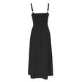 thumbnail image 5 of OSOLU Solid Color Women Casual Dress V-Neck Low Cut Back Tie Detail Comfortable Everyday Wear Spring Summer Fall Dresses Leisure Sundress Wedding Guest Dresses For Women, 5 of 5
