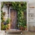 thumbnail image 3 of AMFD Italian Garden Shower Curtain Greece Scene Italy City European Green Leaves Vine Spring Farmhouse Rustic Bathroom Curtains Decor Polyester Fabric Include Hooks,(67" Wx70 H), 3 of 8