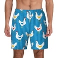 thumbnail image 2 of Picia Cartoon Chicken pattern Mens Swim Trunks with Compression Liner Stretch Beach Shorts Quick Dry with Zipper Pockets No-Chafing Board Shorts-Small, 2 of 9