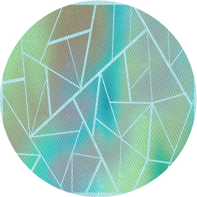 Ahgly Company Machine Washable Indoor Round Transitional Cadet Blue Green Area Rugs, 8' Round