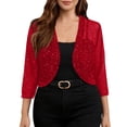 thumbnail image 1 of TaTaai Women's Fashion Solid Color Sequined Glitter Mesh Long Sleeve Tops Jackets Casual Elegant Lightweight Comfortable Outwear for Spring Winter Daily Gift, 1 of 6