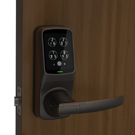 Lockly - Secure Plus Smart Lock Bluetooth Replacement Latch with Touchscreen/Fingerprint Sensor/Key Access/Auto Lock - Matte Black