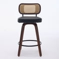 thumbnail image 5 of LEGAHOME Bar Stools set of 3, 26” Swivel Counter Height Bar Stools with Cane Rattan Back and Leather Seat, Mid-Century Modern Bar Stools for Kitchen Island, Bar, Dining Room, Walnut + Black, 5 of 7