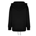 thumbnail image 6 of XMMSWDLA Women's Button Crop Sweatshirt Long Sleeve Stand Collar Drawstring Casual Pullover Top Womens Sweatshirt Womens Sweatshirt Black L, 6 of 8