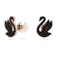 thumbnail image 2 of Pendientes con forma de cisne de Swarovski con cristales negros y perlas de oro rosa, 2 of 5