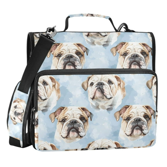 ALAZA Zipper Binder Bulldog Cartoon 3 Ring Trapper Keeper File Folder Organizer Bag