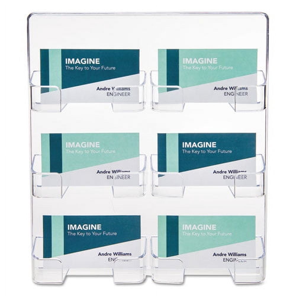 6-Pocket Business Card Holder, Holds 480 Cards, 8.5 X 1.63 X 9.75, Plastic, Clear | Bundle of 2 Each