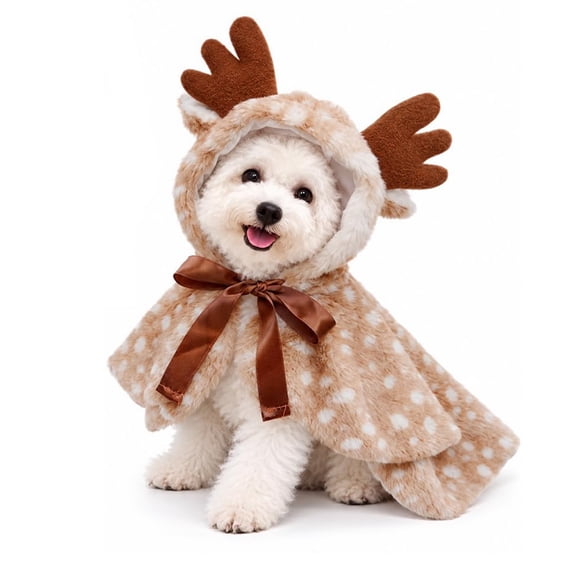 Christmas Pet Clothes Costume, Pet Christmas Cloak Outfit Cape Dog Cat Holiday, Dog Cat Holiday Cosplay Dress, Santa Presents for Puppies and Pets,Reindeer