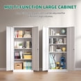 thumbnail image 3 of Garage Storage Cabinet, Alvantor 71" Tall Metal Garage Cabinet with Doors and 3 Adjustable Shelves, Lockable Tool Storage Cabinets for Garage, Home, Office White, 3 of 7