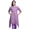 thumbnail image 1 of Bimba Purple Leaves & Ranunculus Floral Indian Tunic Tops For Girls Printed Casual Top For Women Ethnic Kurti Small, 1 of 6