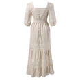 thumbnail image 6 of Sngxgn Womens Knit Dress Square Neck Long Sleeve Knee Length Dresses(Beige,XL), 6 of 9