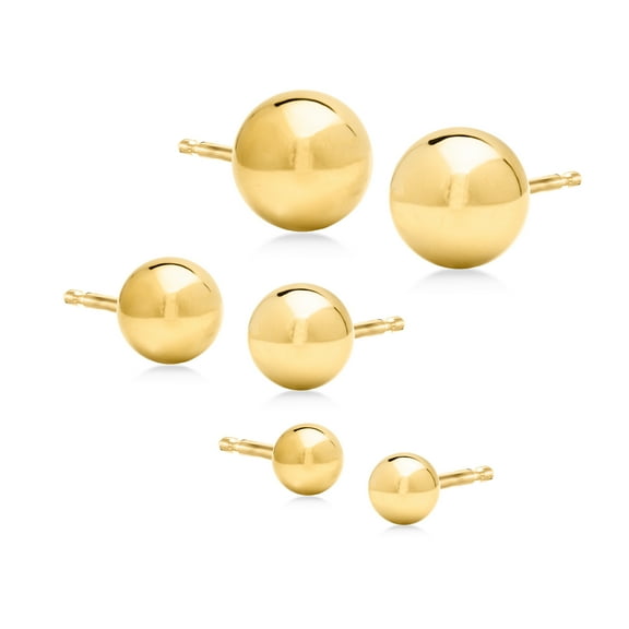 Ross-Simons 14kt Yellow Gold Jewelry Set: 3 Pairs Of 4-8mm Ball Stud Earrings, Women's, Adult