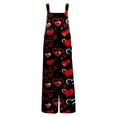 thumbnail image 6 of Fgvctg Womens Valentine's Day Jumpsuits Sleeveless Date Night Spaghetti Straps Overalls Dressy Wide Leg Pant Love Heart Graphic Bib Overalls Rompers Sprimg Pant With Pockets Wine L, 6 of 7