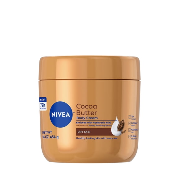 NIVEA Cocoa Butter Body Cream for Dry Skin with Vitamin E, 48Hr Moisturizer, 16 oz