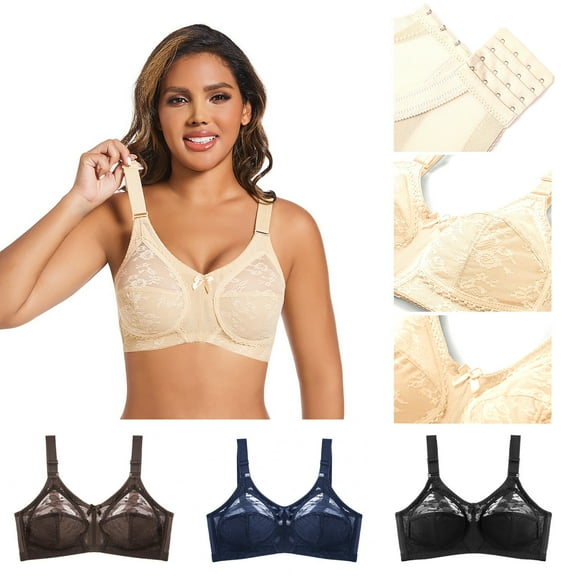Ahuyic Summer Womens Bras,Plus Size Bras for Women,Woman's Back Buckle Embroidery Thin Style Ventilate Large Size Bra Without Steel Rim