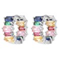 thumbnail image 1 of Pendientes de aro de acero inoxidable para mujer, arete de circonita arcoíris, joyería estética de lujo, novedad de 2023, 1 of 4