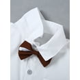 thumbnail image 2 of CARETOO Boy Clothes Suits 3Pcs Set Formal Shirt Bowtie Suspender Pants Big Kid Cotton Outfits 6-10T, 2 of 17
