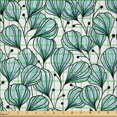thumbnail image 2 of Ambesonne Floral Fabric by the Yard Microfiber, Doodle Garden Plants, 1 Yard, Seafoam White Black, 2 of 2