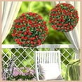 thumbnail image 4 of Large Artificial Flower Grass Topiary Ball,Faux Plants Decorative Balls-Indoor Outdoor Wedding Party Decor,Faux Foliage Garden Sphere for Garden,Balcony- Red 15.7in, 4 of 7