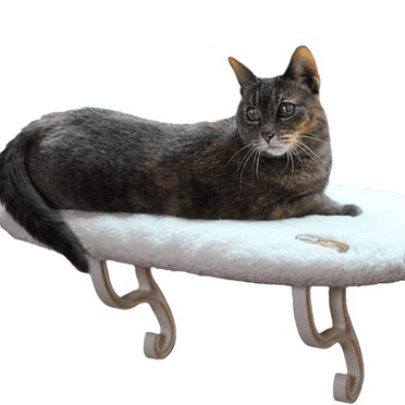 Cat Window Perch for Large Cats, Orthopedic Window Hammock Bed Holds 40LBS, Washable Cover, Windowsill Bed Seat for Indoors - Cream , Unheated, 14 X 24in