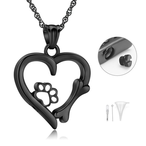 Personlized Cute Paw Print Forever Love Heart Stainless Steel Pendant Necklace Gift for Women Men Memorial
