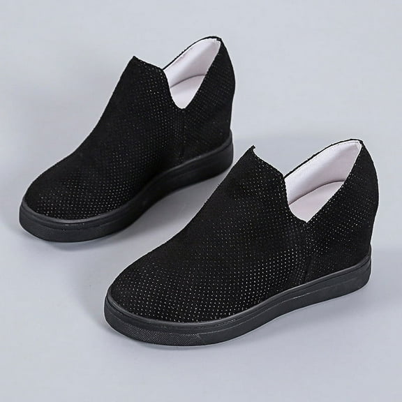 CAICJ98 Women Shoes Women's Slip on Flat Shoes Comfortable Knit Loafers Lightweight Nurse Walking Sneakers,Black