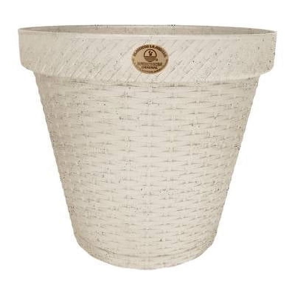 Maceta Plásticos La Ardilla Rattán Redonda 30 cm Blanco Cantera