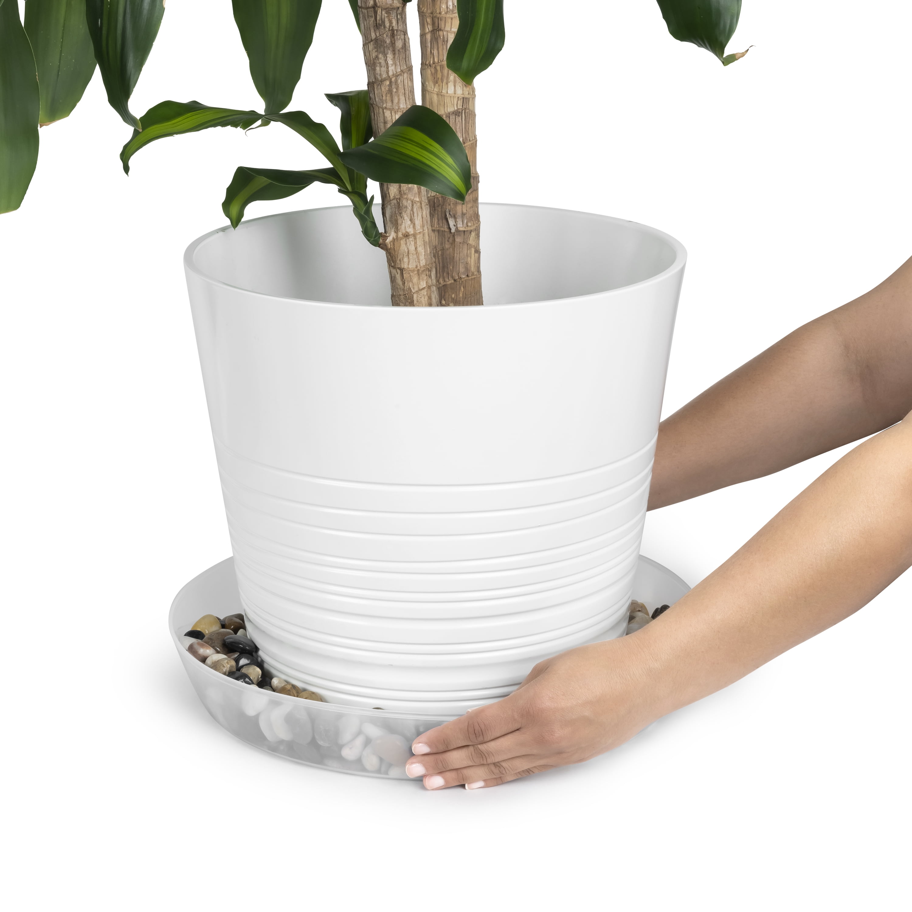 Austin Planter 18 inch(16.3 inch Base) Plant Saucer Single Natural Colored Polypropylene Made in USA