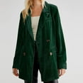 thumbnail image 4 of Olyvenn Trendy Plus Size Velvet jacket Suit Coat for Women Lightweight Lapel Collar Womens Suit Button Open Front Casual Long Sleeve Blazer Jackets Solid Slim Fit Business Work Office Green 8, 4 of 4
