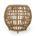 thumbnail image 3 of Mesa auxiliar de exterior Benzara, 50 cm, tejido de mimbre marrón claro, 3 of 5