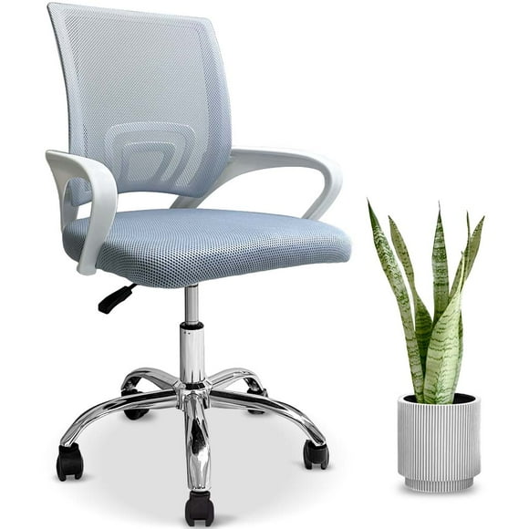 MotionGrey Mesh Office Chair, Ergonomic Computer Desk Chair with Adjustable Headrest, Armrests, and Lumbar Support - Home Office Chair (White)