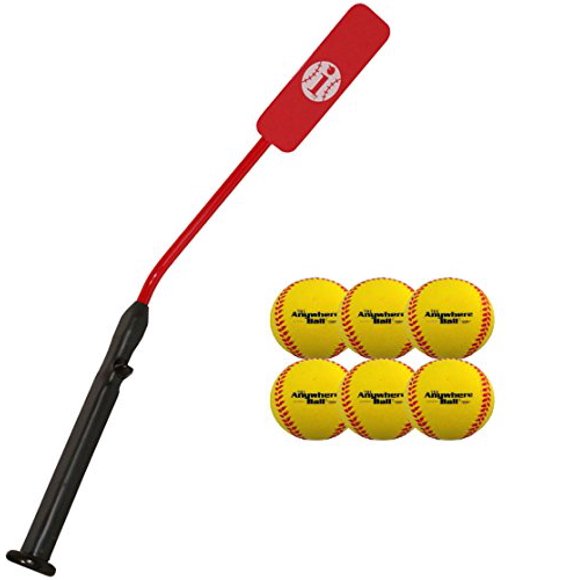 Insider Bat Size 6 (Ages 12 and Under) & 6 Anywhere Balls Complete Baseball Softball Batting Practice Kit