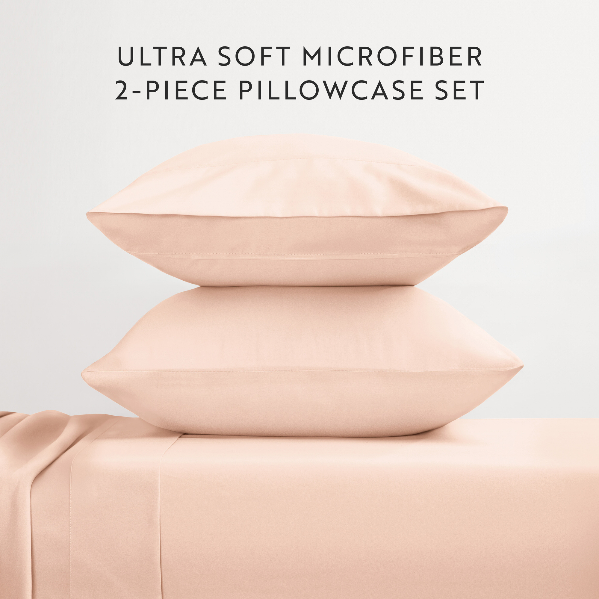Noble Linens 2 Piece Pillow Case Set, Blush, Standard/Queen