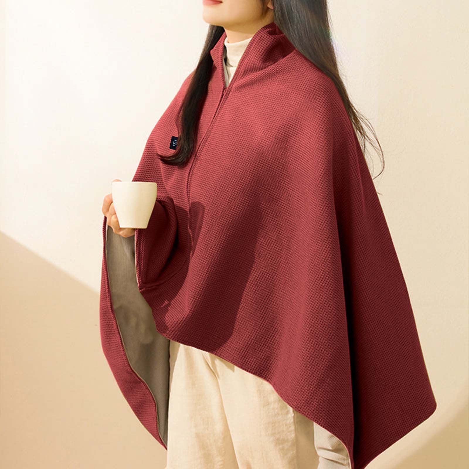 Portable Heated Shawl, Freelady Heated Shawl, Heated Blanket USB Throw Blanket, Cordless Heated Blanket Portable Wearable USB Rechargeable Heated Blanket, Heated Shawl Wraps for Women , Washable
