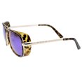 thumbnail image 3 of sunglassLA Unisex Men's Crossbar Side Shield Square Colored Mirror Lens Aviator Sunglasses 55mm (Tortoise-Gold / Midnight) - 55mm, 3 of 4